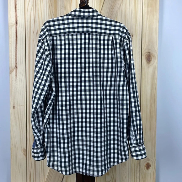 Izod Luxury Sport Men’s Button Down Shirt Size Large Black White Check - Picture 2 of 9